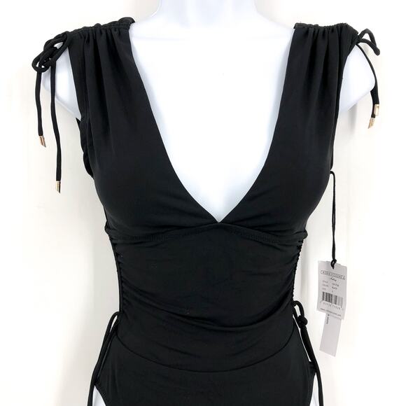 ROBIN PICCONE Aubrey One-Piece Swimsuit Size 2 Black Plunging V-Neck NWT - Picture 4 of 11